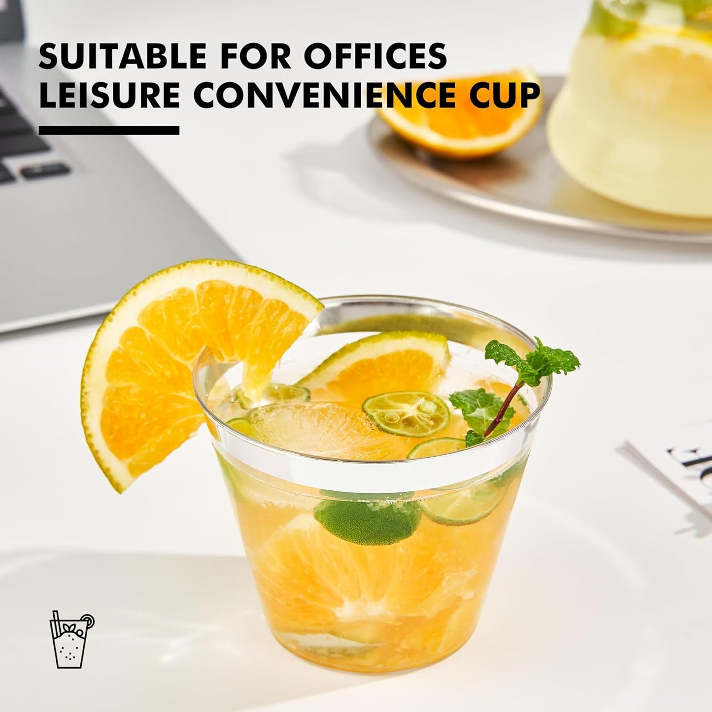 RACETOP 200 Pack 9 oz Clear Plastic Cups for Party, Disposable Clear Cup, Disposable Cups, Wine Glasses Cups, Plastic Cocktail Glasses