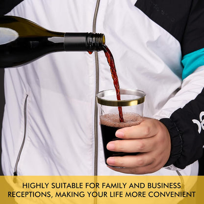 RACETOP 200 Pack 9 oz Clear Plastic Cups for Party, Disposable Clear Cup, Disposable Cups, Wine Glasses Cups, Plastic Cocktail Glasses