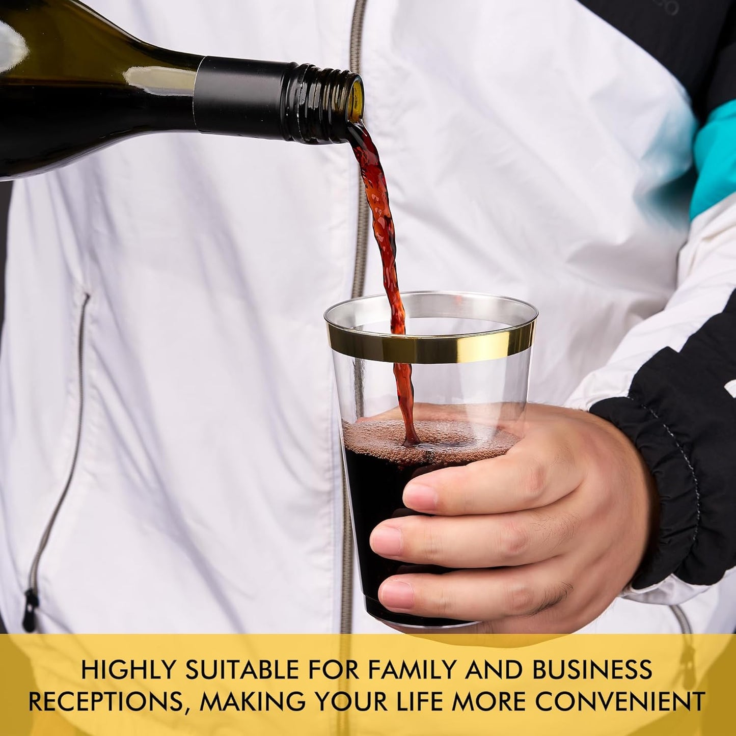 RACETOP 200 Pack 9 oz Clear Plastic Cups for Party, Disposable Clear Cup, Disposable Cups, Wine Glasses Cups, Plastic Cocktail Glasses