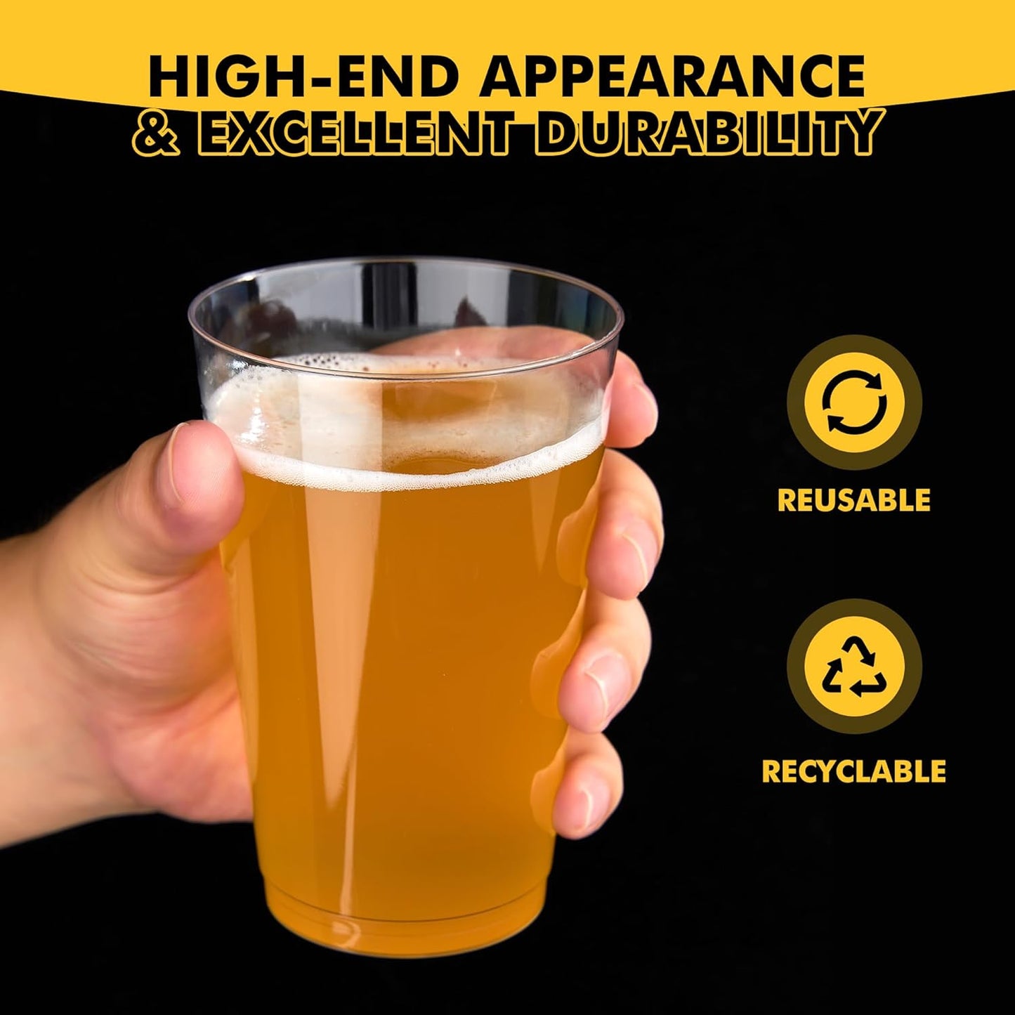 RACETOP 200 Pack 9 oz Clear Plastic Cups for Party, Disposable Clear Cup, Disposable Cups, Wine Glasses Cups, Plastic Cocktail Glasses