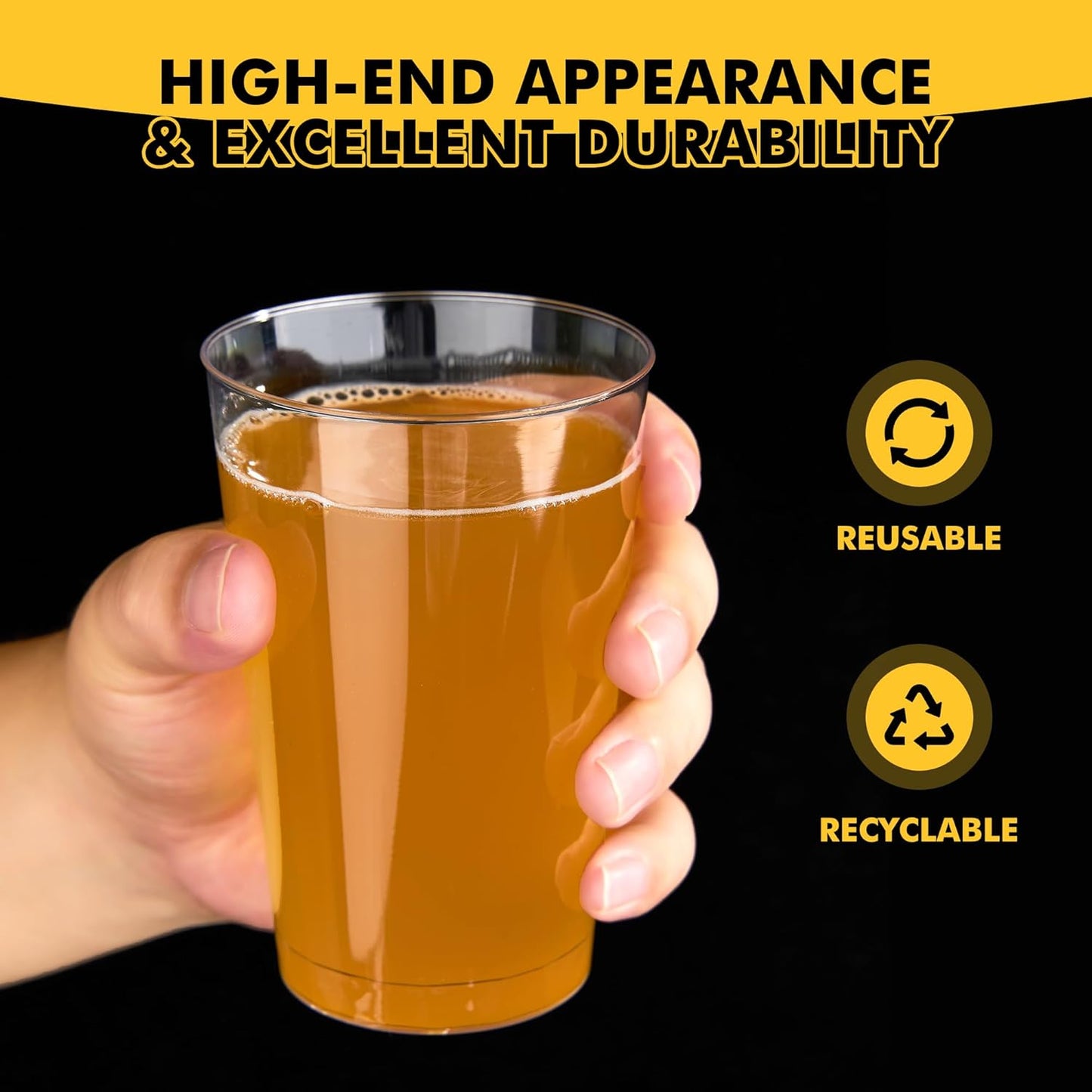 RACETOP 200 Pack 9 oz Clear Plastic Cups for Party, Disposable Clear Cup, Disposable Cups, Wine Glasses Cups, Plastic Cocktail Glasses