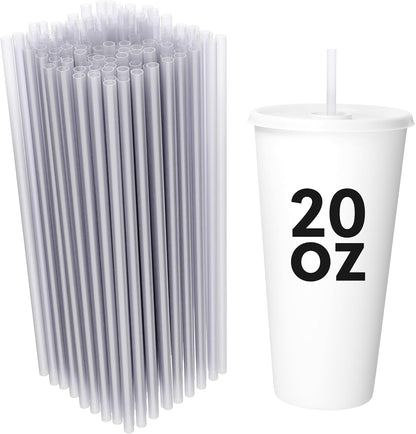 7.75" Plastic Straws (500 Count), Disposable Straws - Made For Standard 16oz Glass (Black)
