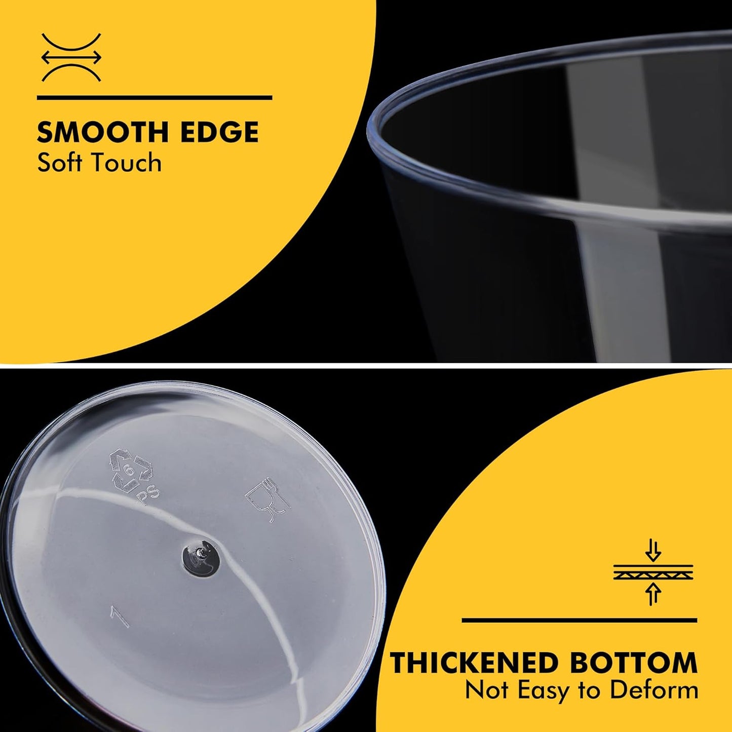 RACETOP 200 Pack 9 oz Clear Plastic Cups for Party, Disposable Clear Cup, Disposable Cups, Wine Glasses Cups, Plastic Cocktail Glasses