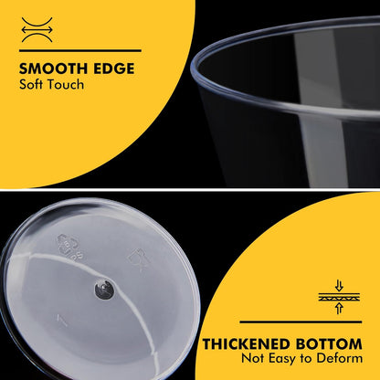 RACETOP 200 Pack 9 oz Clear Plastic Cups for Party, Disposable Clear Cup, Disposable Cups, Wine Glasses Cups, Plastic Cocktail Glasses