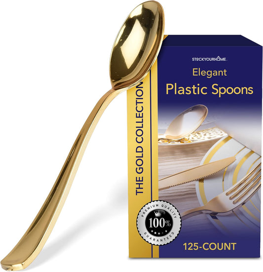 Stock Your Home 125 Disposable Heavy Duty Plastic Forks, Fancy Plastic Silverware Looks Like Real Cutlery - Utensils Perfect for Catering Events, Restaurants, Parties and Weddings (Silver)