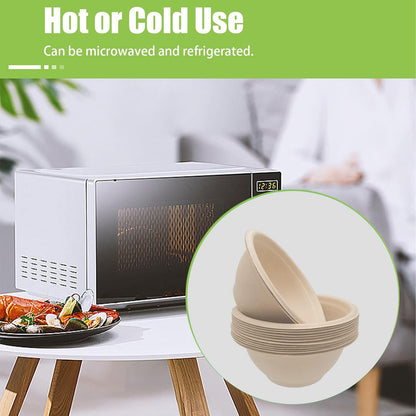 100 Pack 8oz Compostable Paper Bowls,Heavy-Duty Disposable Natural Bagasse Bowls,Biodegradable Soup Bowls,Eco-Friendly,Heat Resistant,for Ice Cream,Salad,Soup,Snack,Dessert,Pasta,Hot or Cold Use