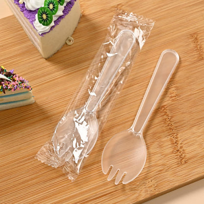 100PCS Disposable Sporks, Individually Wrappe Eco-Friendly Durable Plastic Spork, 2 in 1 Forks and Spoons Great for School Lunch, Picnics or Restaurant and Party Supply (Black)