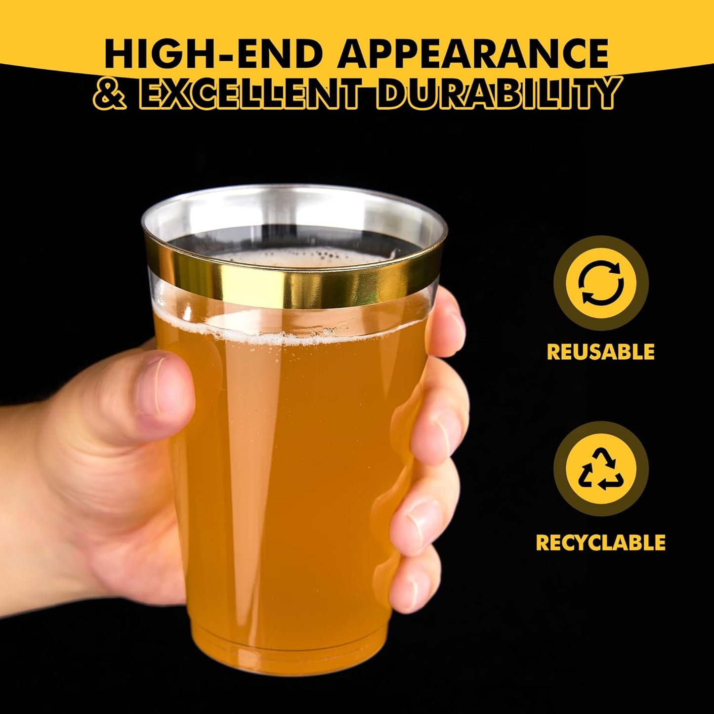 RACETOP 200 Pack 9 oz Clear Plastic Cups for Party, Disposable Clear Cup, Disposable Cups, Wine Glasses Cups, Plastic Cocktail Glasses