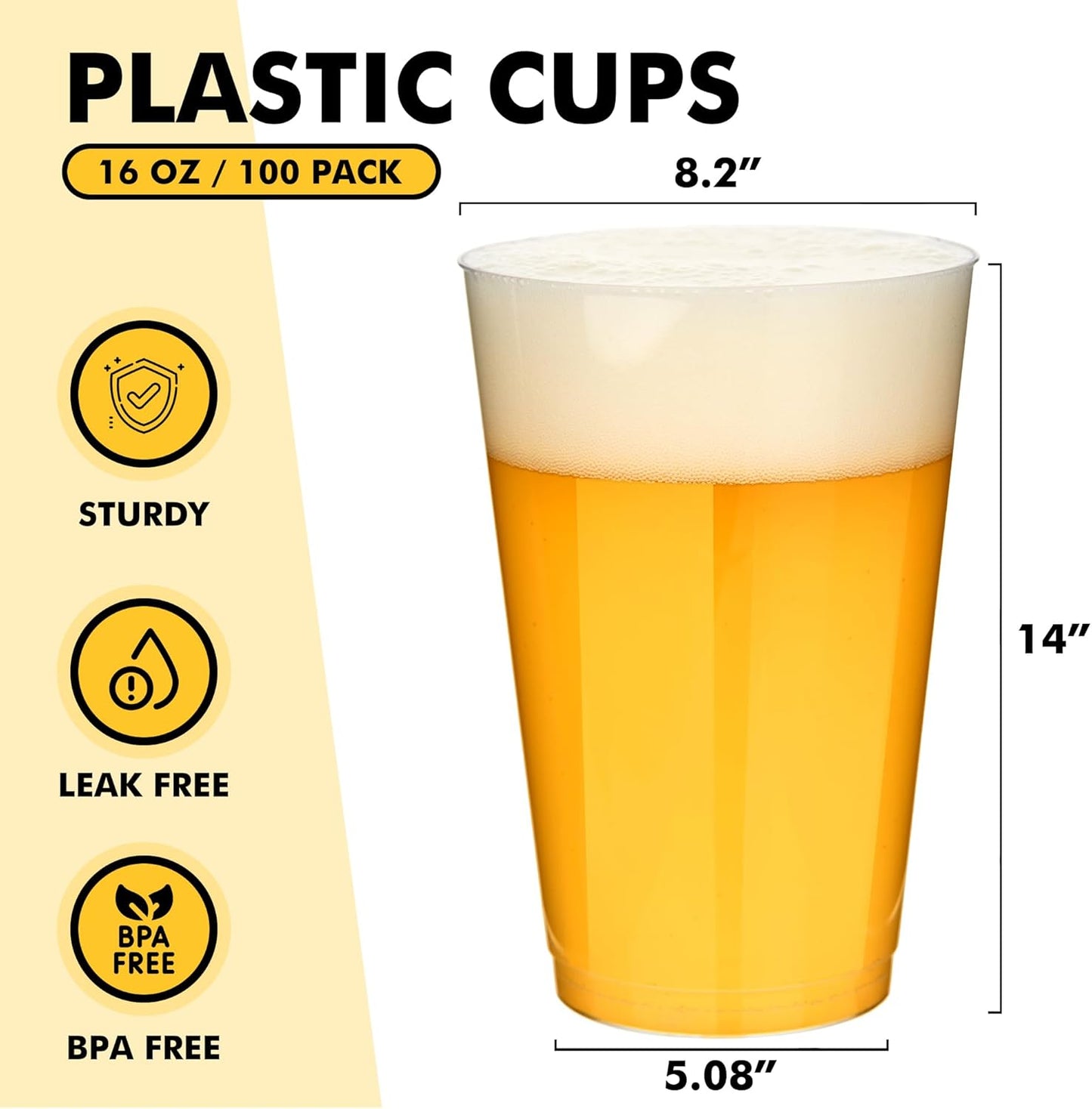 RACETOP 200 Pack 9 oz Clear Plastic Cups for Party, Disposable Clear Cup, Disposable Cups, Wine Glasses Cups, Plastic Cocktail Glasses