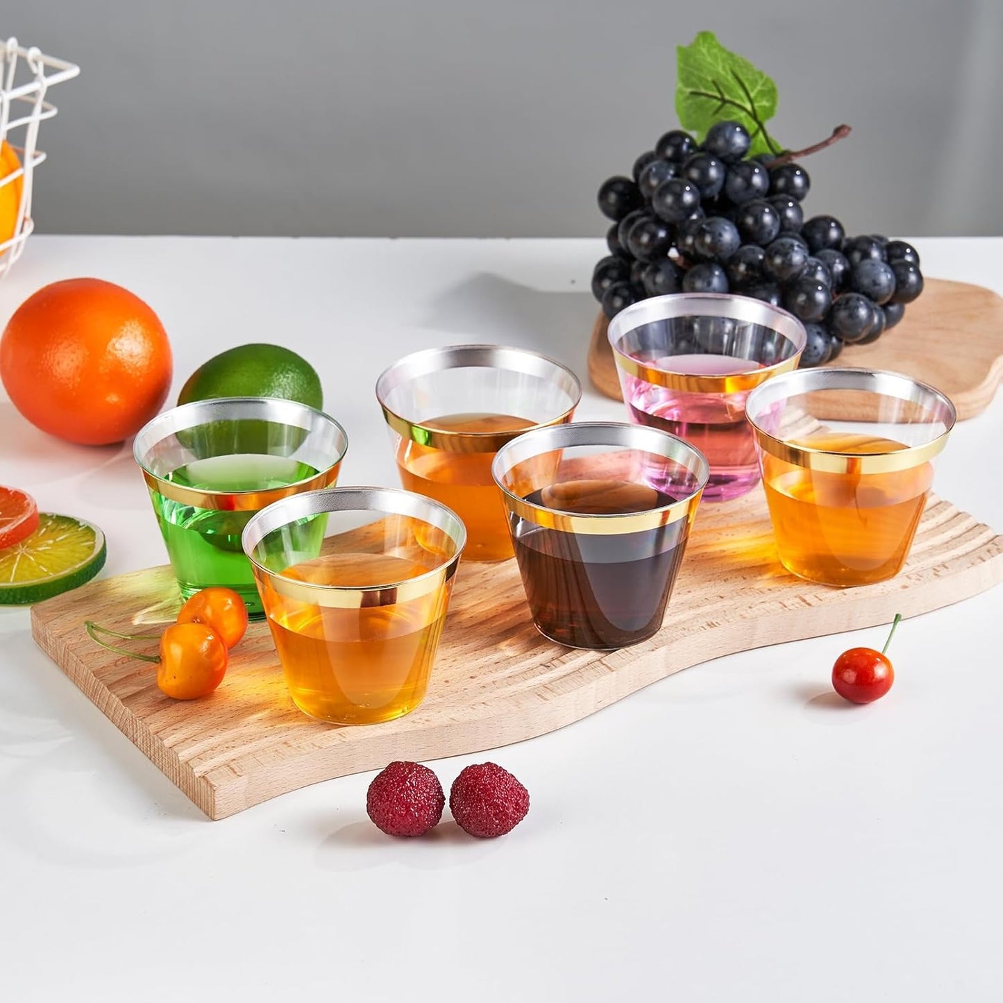 RACETOP 200 Pack 9 oz Clear Plastic Cups for Party, Disposable Clear Cup, Disposable Cups, Wine Glasses Cups, Plastic Cocktail Glasses