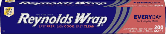 Reynolds Wrap Everyday Strength Aluminum Foil Roll, Freezer Safe and Grill Safe, Great for Foil Packets and Home Cooking, 12 Inches Wide, 100 Total Sq. Ft.
