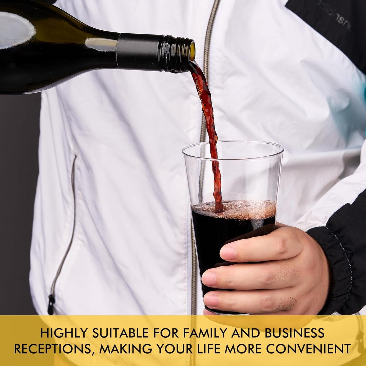 RACETOP 200 Pack 9 oz Clear Plastic Cups for Party, Disposable Clear Cup, Disposable Cups, Wine Glasses Cups, Plastic Cocktail Glasses