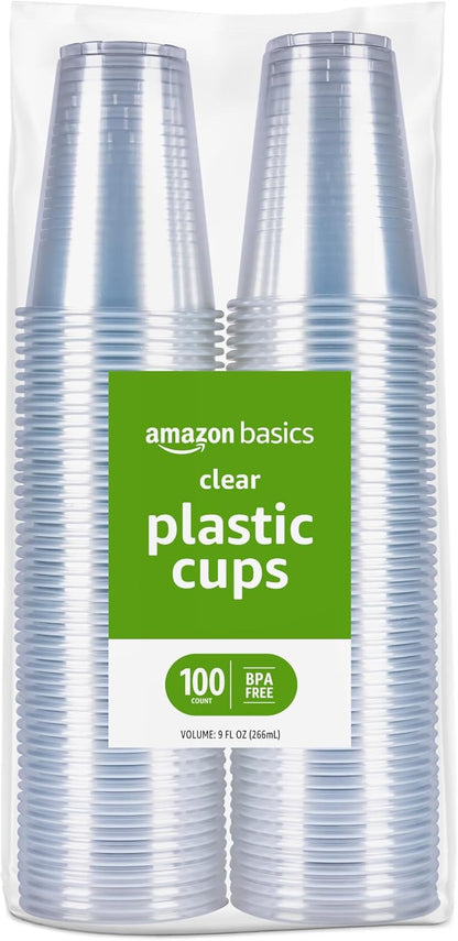 Amazon Basics Disposable Clear Plastic Cups, 16oz, 50 Count