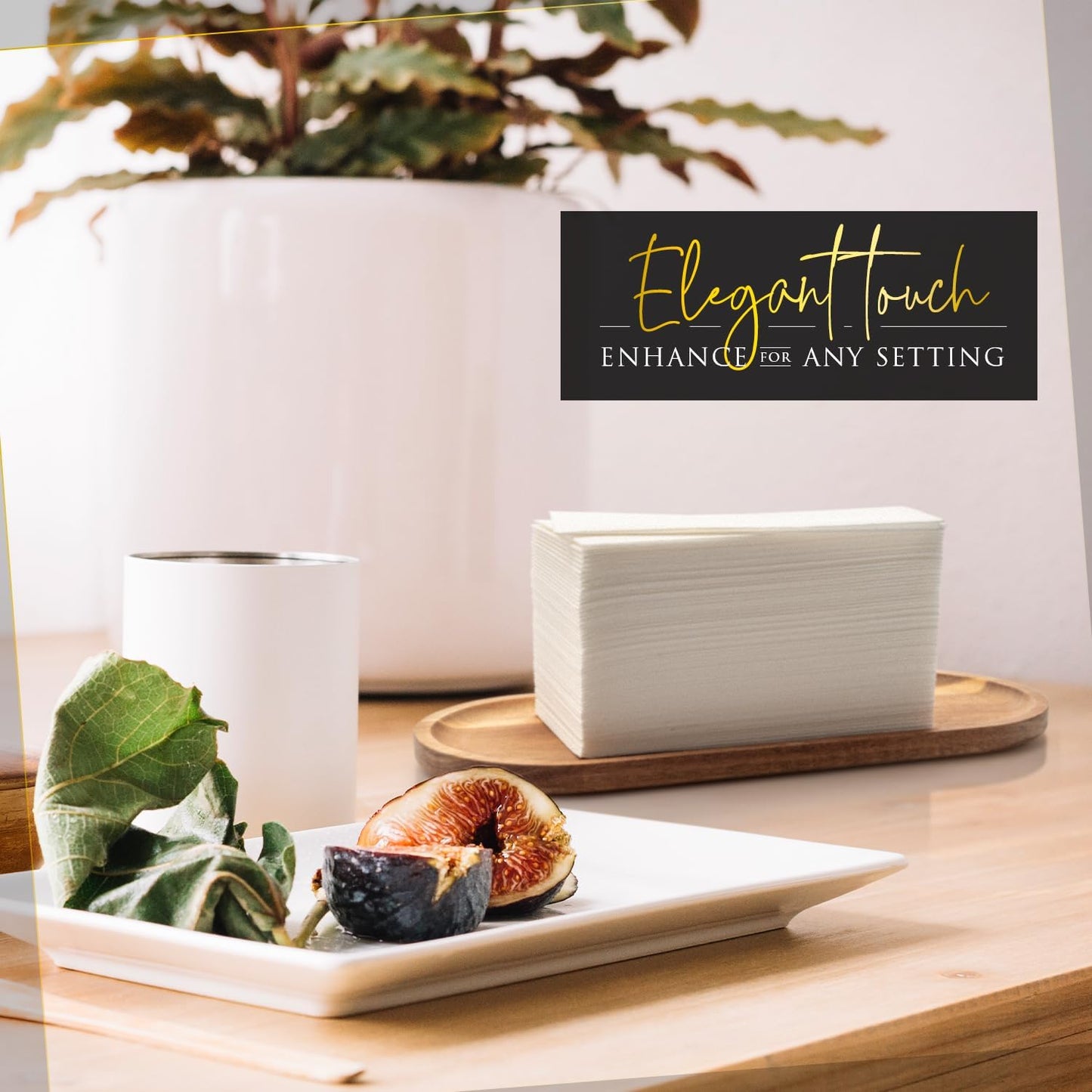 Linen Feel Disposable Napkins, Hand Towels for Bathroom, Weddings, Parties and Dinners, White, 50 Pack