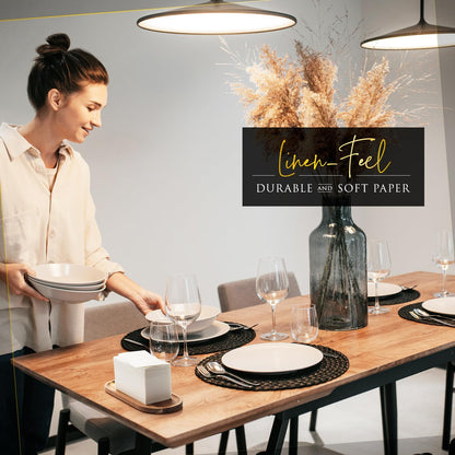 Linen Feel Disposable Napkins, Hand Towels for Bathroom, Weddings, Parties and Dinners, White, 50 Pack