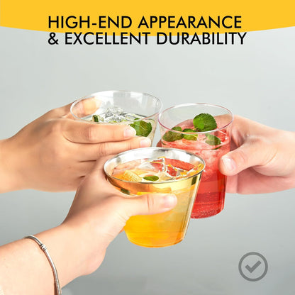 RACETOP 200 Pack 9 oz Clear Plastic Cups for Party, Disposable Clear Cup, Disposable Cups, Wine Glasses Cups, Plastic Cocktail Glasses