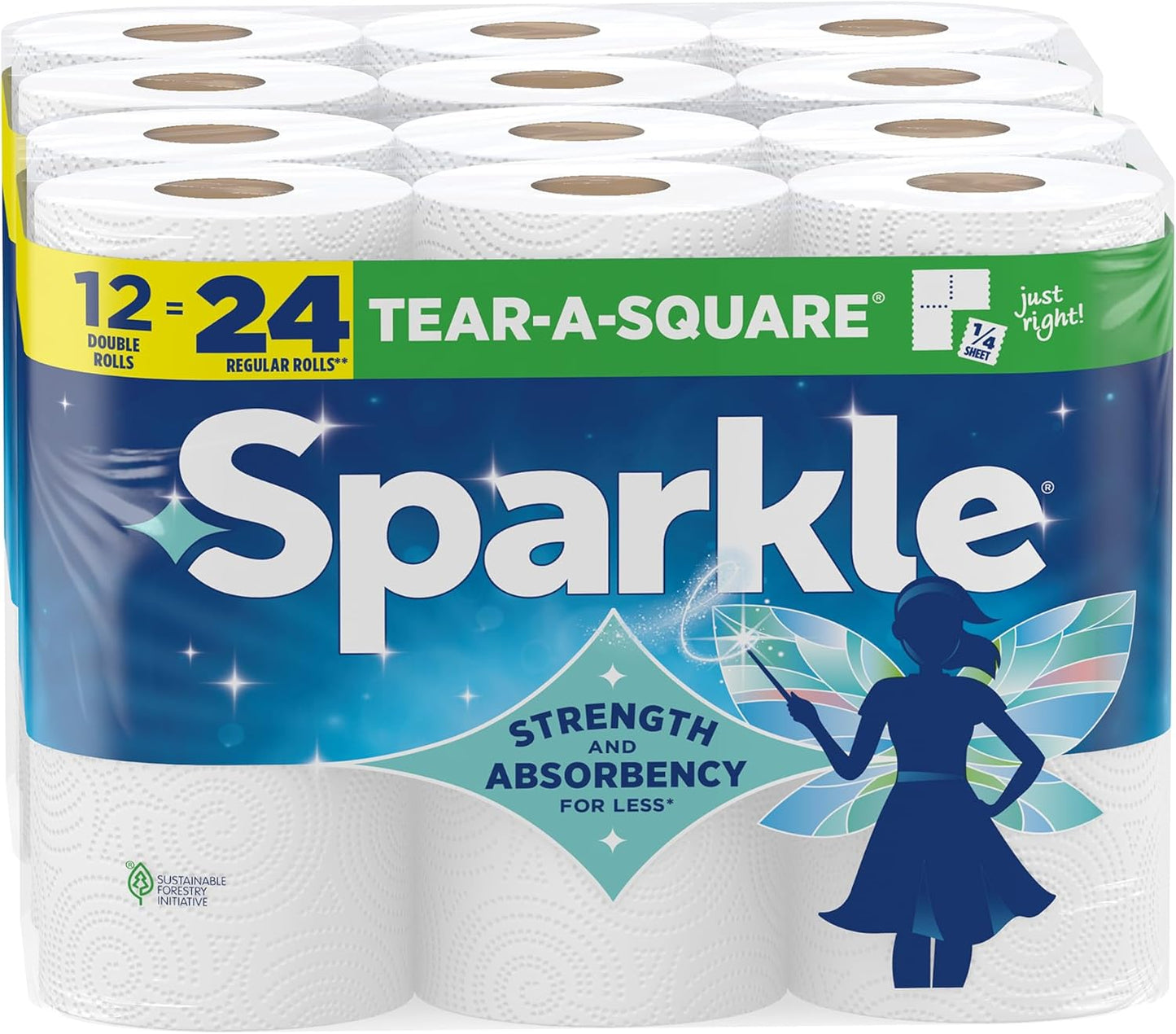 Sparkle Pick-A-Size Paper Towels, 6 Double Rolls (660 Sheets Total) - Strong 2-Ply Towels for Kitchen Cleanup and Everyday Messes