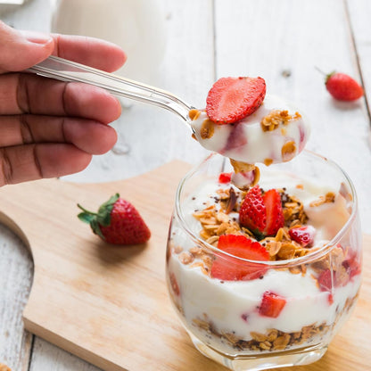 100 Count Clear Plastic Spoons Disposable, BPA-Free, Heat Resistant, Solid and Durable Disposable Spoons Heavy Duty Bulk, Premium Spoons plastic disposable for Party Supply