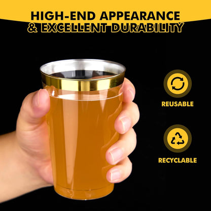 RACETOP 200 Pack 9 oz Clear Plastic Cups for Party, Disposable Clear Cup, Disposable Cups, Wine Glasses Cups, Plastic Cocktail Glasses