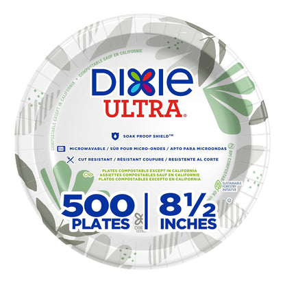 Dixie Ultra 10 Inch Heavy-Weight Paper Plates By GP PRO, Pathways Botanical Design, 500 Count (125 Disposable Plates Per Pack, 4 Packs Per Case), SXP10PATH