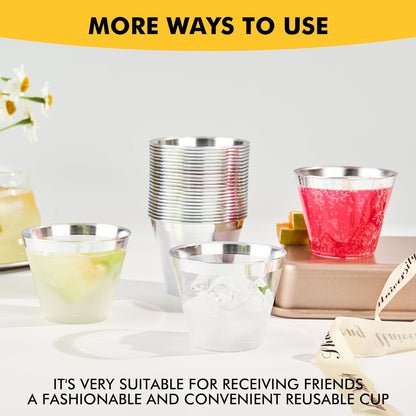 RACETOP 200 Pack 9 oz Clear Plastic Cups for Party, Disposable Clear Cup, Disposable Cups, Wine Glasses Cups, Plastic Cocktail Glasses