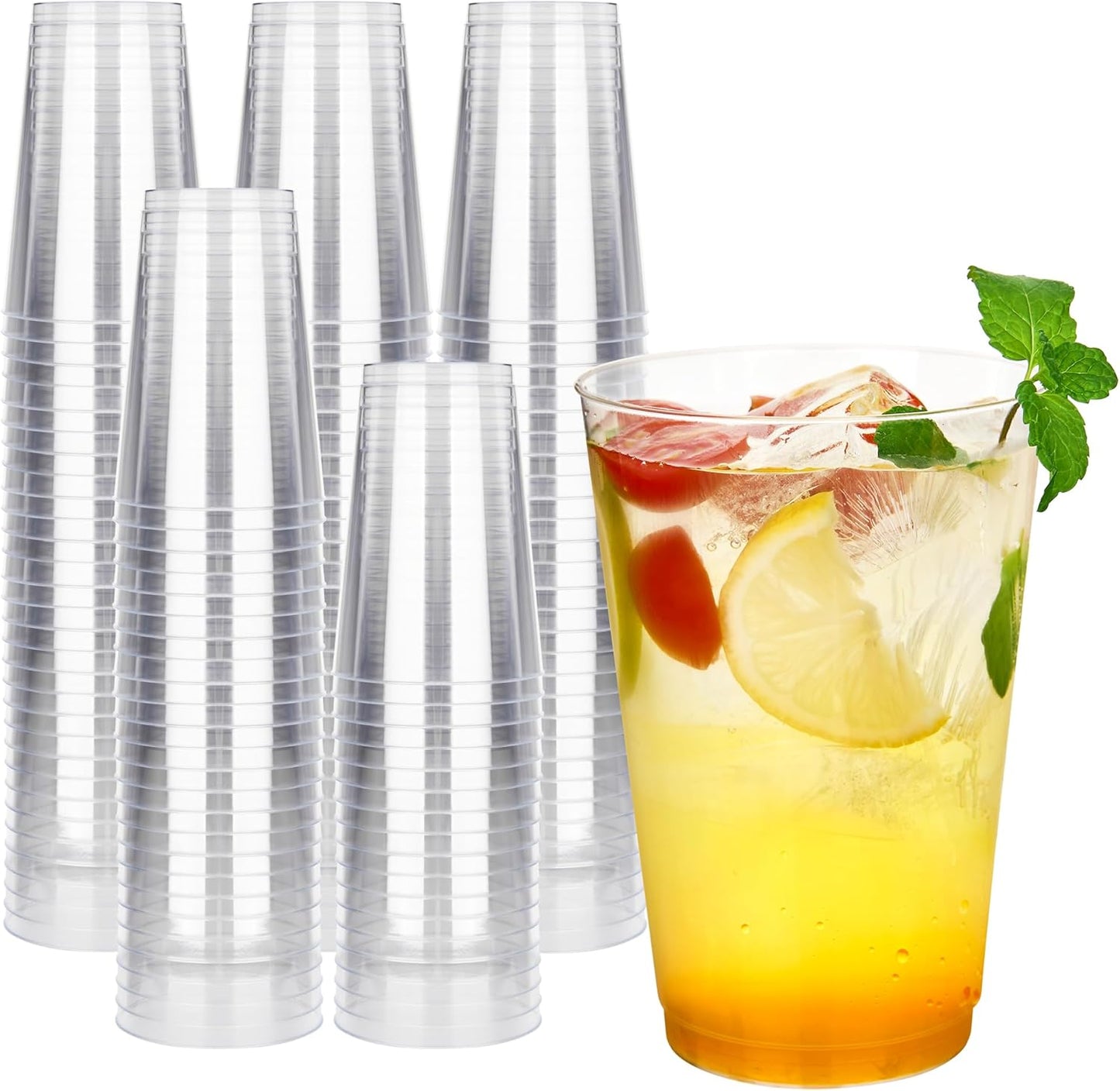 RACETOP 200 Pack 9 oz Clear Plastic Cups for Party, Disposable Clear Cup, Disposable Cups, Wine Glasses Cups, Plastic Cocktail Glasses