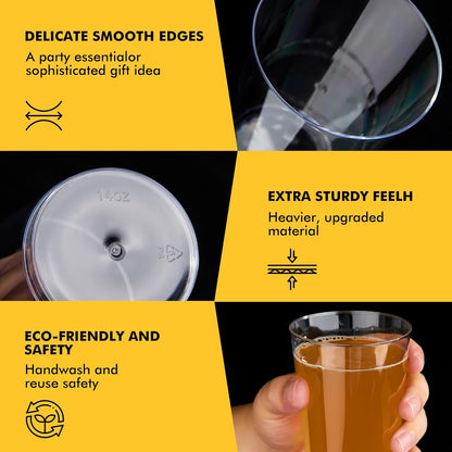 RACETOP 200 Pack 9 oz Clear Plastic Cups for Party, Disposable Clear Cup, Disposable Cups, Wine Glasses Cups, Plastic Cocktail Glasses