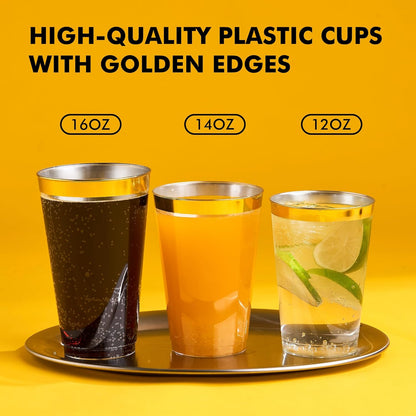 RACETOP 200 Pack 9 oz Clear Plastic Cups for Party, Disposable Clear Cup, Disposable Cups, Wine Glasses Cups, Plastic Cocktail Glasses