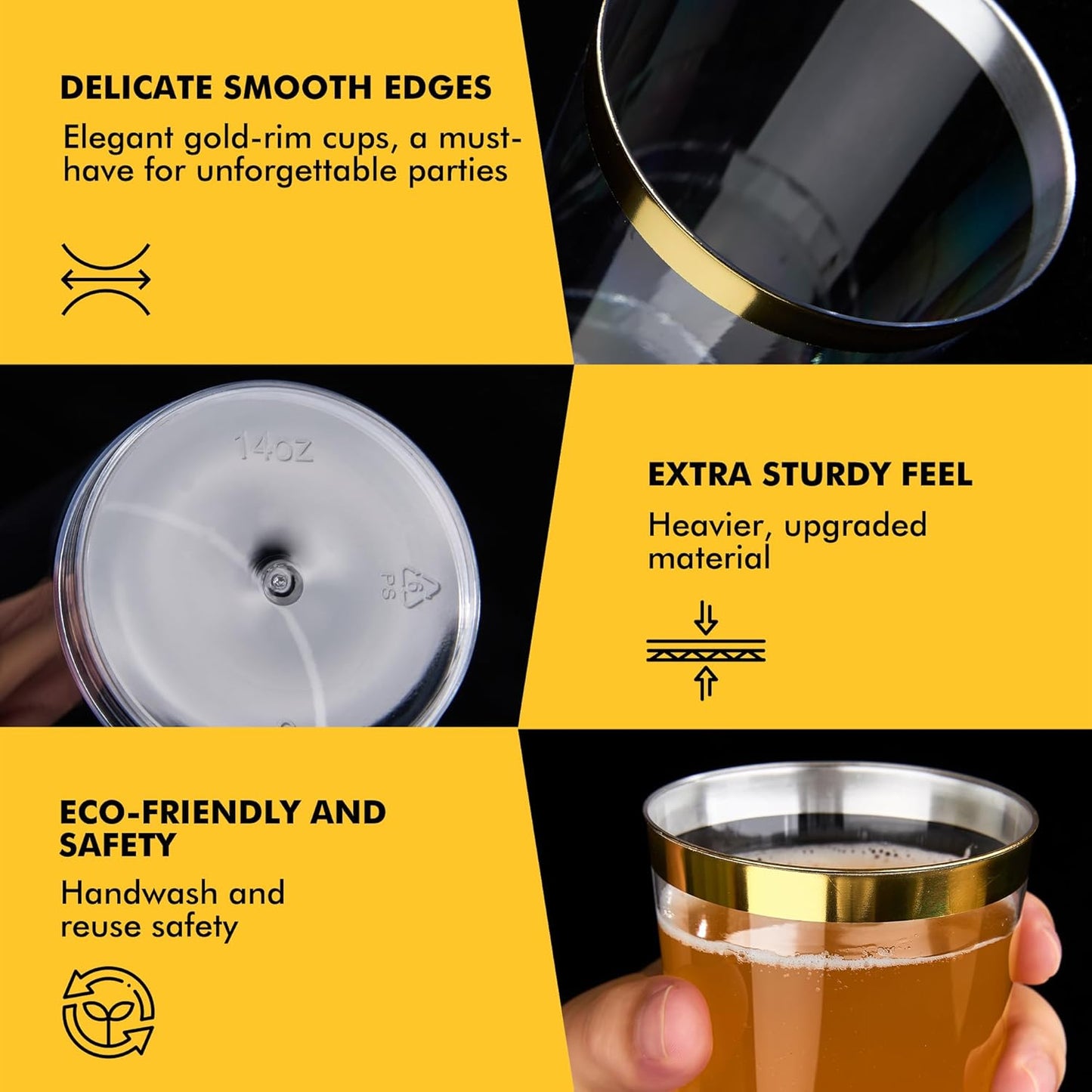 RACETOP 200 Pack 9 oz Clear Plastic Cups for Party, Disposable Clear Cup, Disposable Cups, Wine Glasses Cups, Plastic Cocktail Glasses