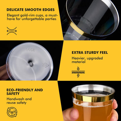 RACETOP 200 Pack 9 oz Clear Plastic Cups for Party, Disposable Clear Cup, Disposable Cups, Wine Glasses Cups, Plastic Cocktail Glasses