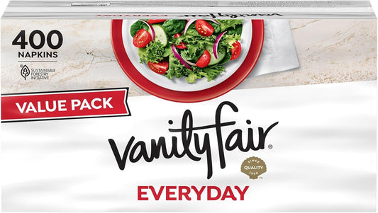 Vanity Fair Everyday Paper Napkins, 100 Count, Disposable Napkins Made Soft And Smooth For Everyday Meals