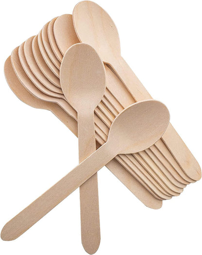 5.5" Disposable Wooden Sporks/Natural Wooden Utensils- Pack of 100ct