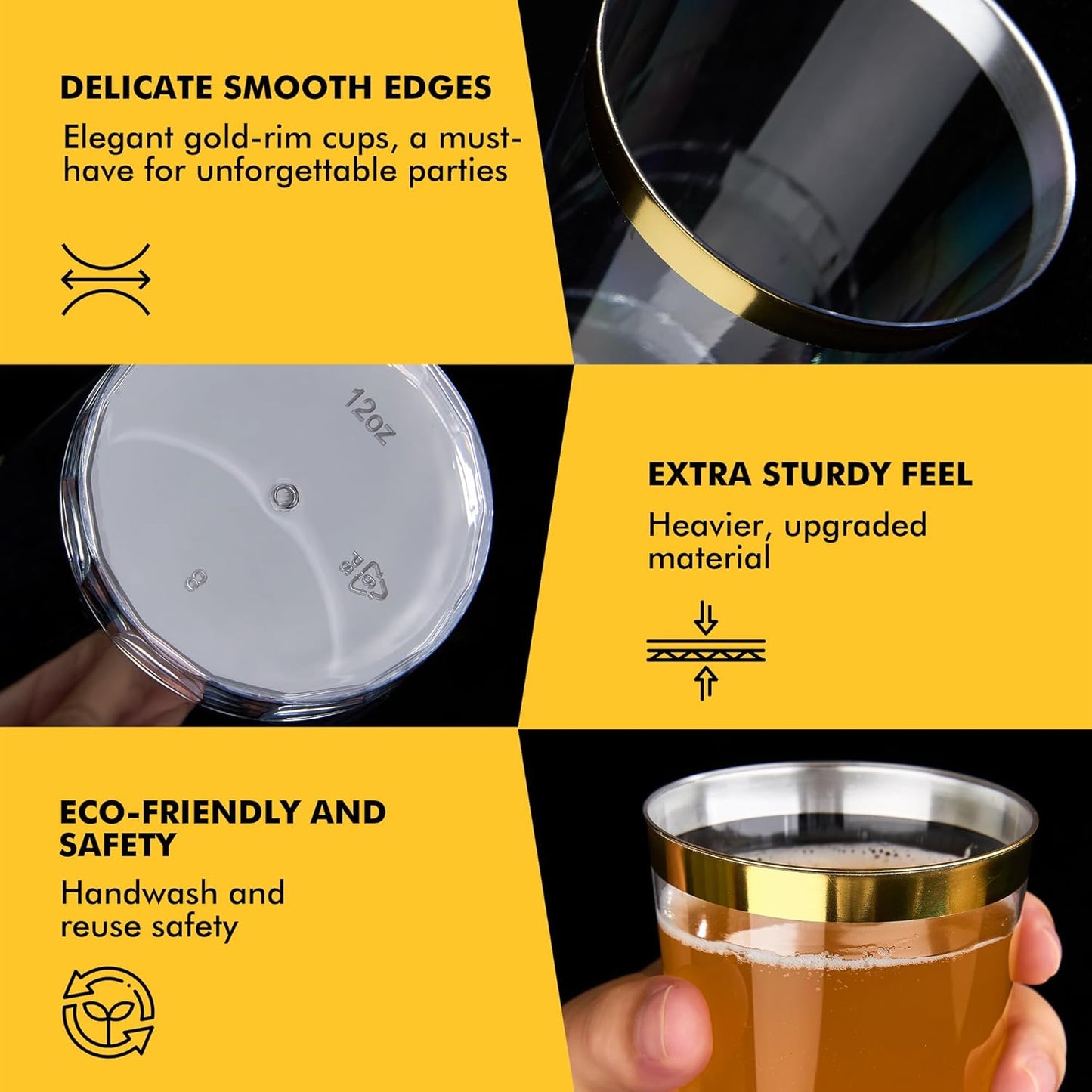 RACETOP 200 Pack 9 oz Clear Plastic Cups for Party, Disposable Clear Cup, Disposable Cups, Wine Glasses Cups, Plastic Cocktail Glasses