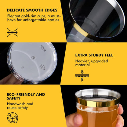 RACETOP 200 Pack 9 oz Clear Plastic Cups for Party, Disposable Clear Cup, Disposable Cups, Wine Glasses Cups, Plastic Cocktail Glasses