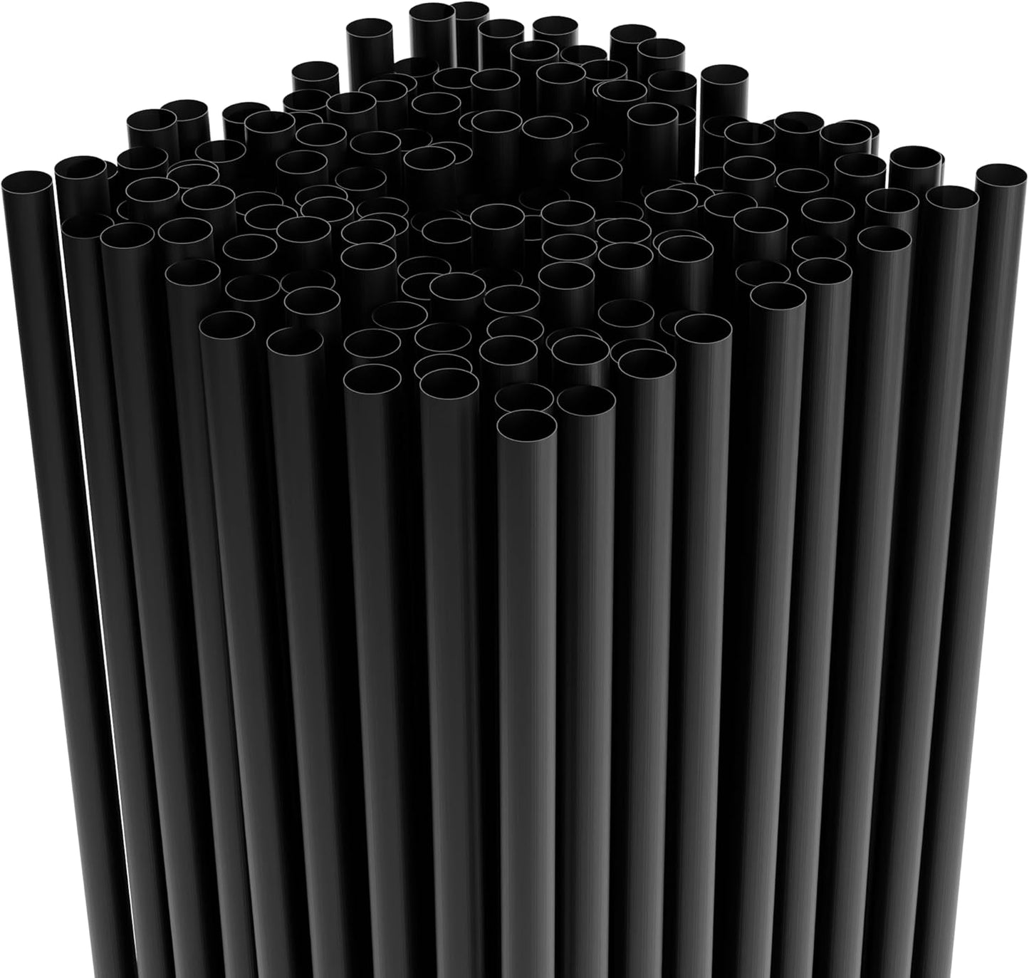 7.75" Plastic Straws (500 Count), Disposable Straws - Made For Standard 16oz Glass (Black)