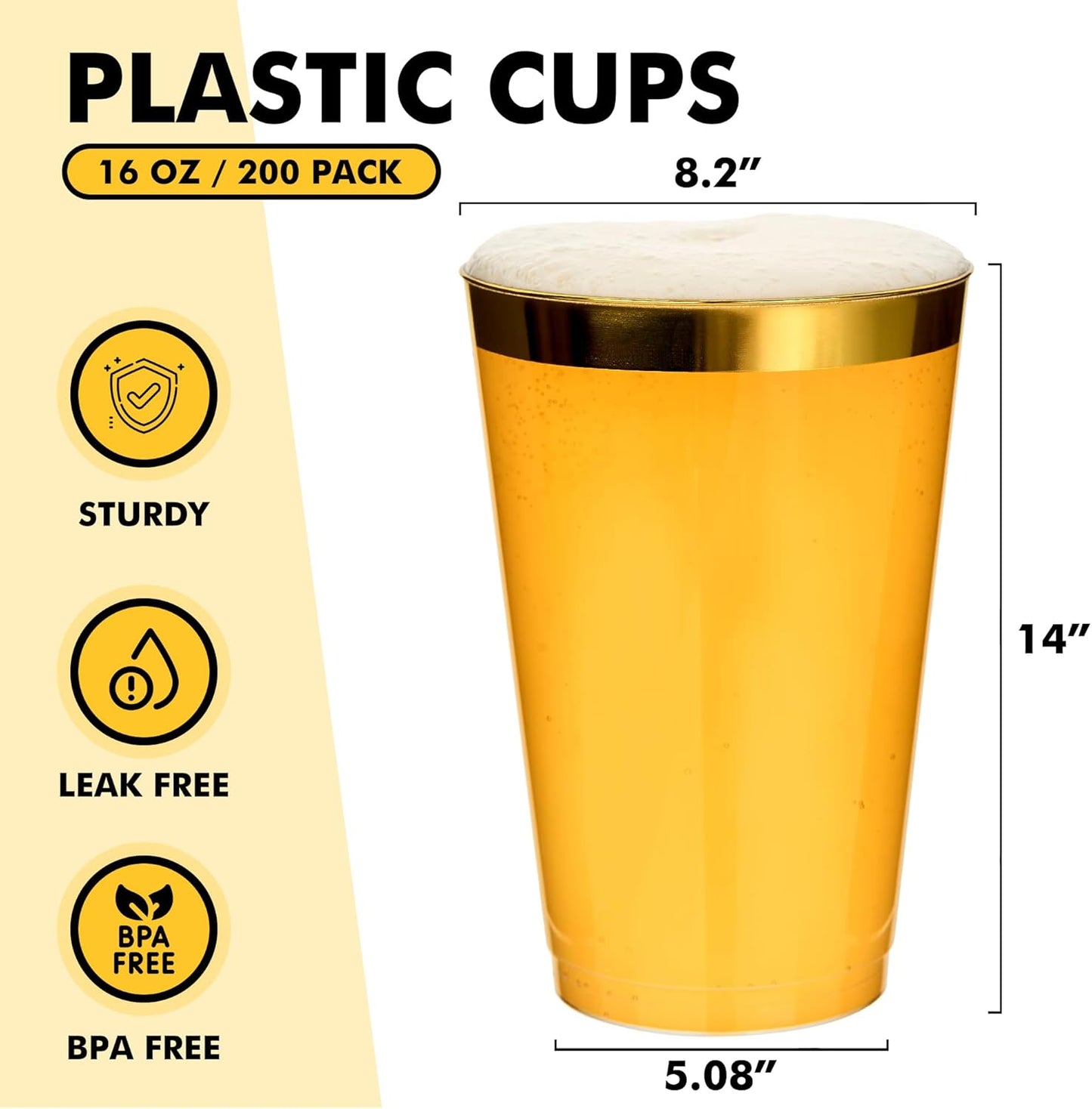 RACETOP 200 Pack 9 oz Clear Plastic Cups for Party, Disposable Clear Cup, Disposable Cups, Wine Glasses Cups, Plastic Cocktail Glasses