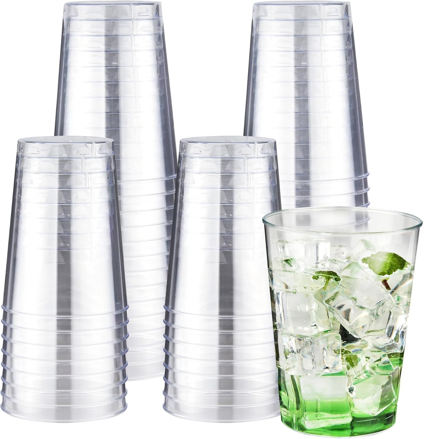 RACETOP 200 Pack 9 oz Clear Plastic Cups for Party, Disposable Clear Cup, Disposable Cups, Wine Glasses Cups, Plastic Cocktail Glasses