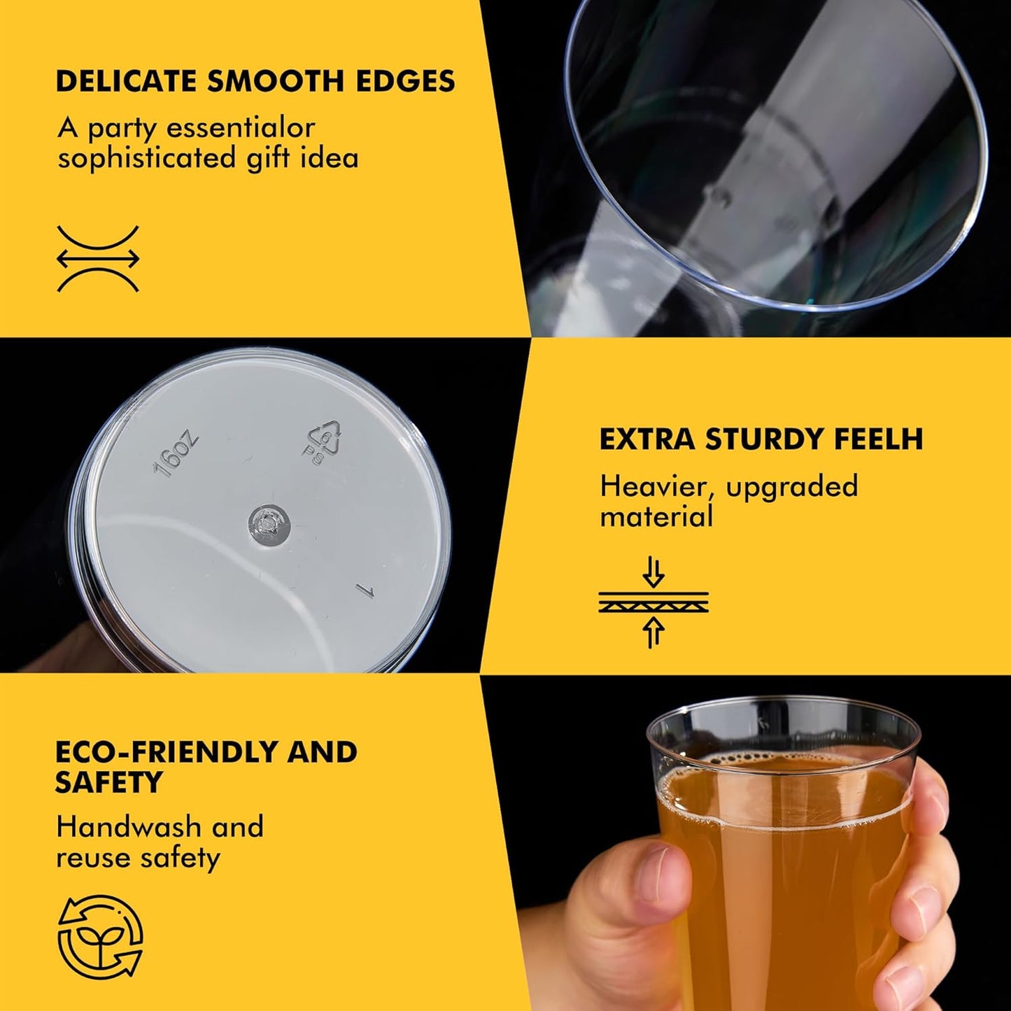 RACETOP 200 Pack 9 oz Clear Plastic Cups for Party, Disposable Clear Cup, Disposable Cups, Wine Glasses Cups, Plastic Cocktail Glasses