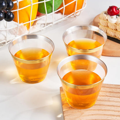 RACETOP 200 Pack 9 oz Clear Plastic Cups for Party, Disposable Clear Cup, Disposable Cups, Wine Glasses Cups, Plastic Cocktail Glasses