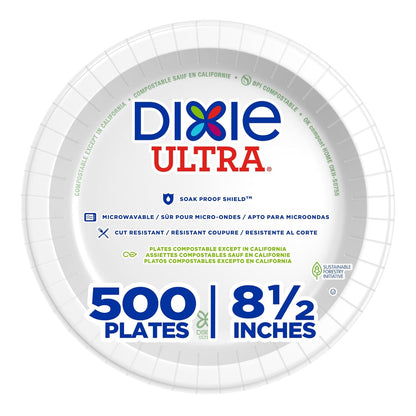 Dixie Ultra 10 Inch Heavy-Weight Paper Plates By GP PRO, Pathways Botanical Design, 500 Count (125 Disposable Plates Per Pack, 4 Packs Per Case), SXP10PATH