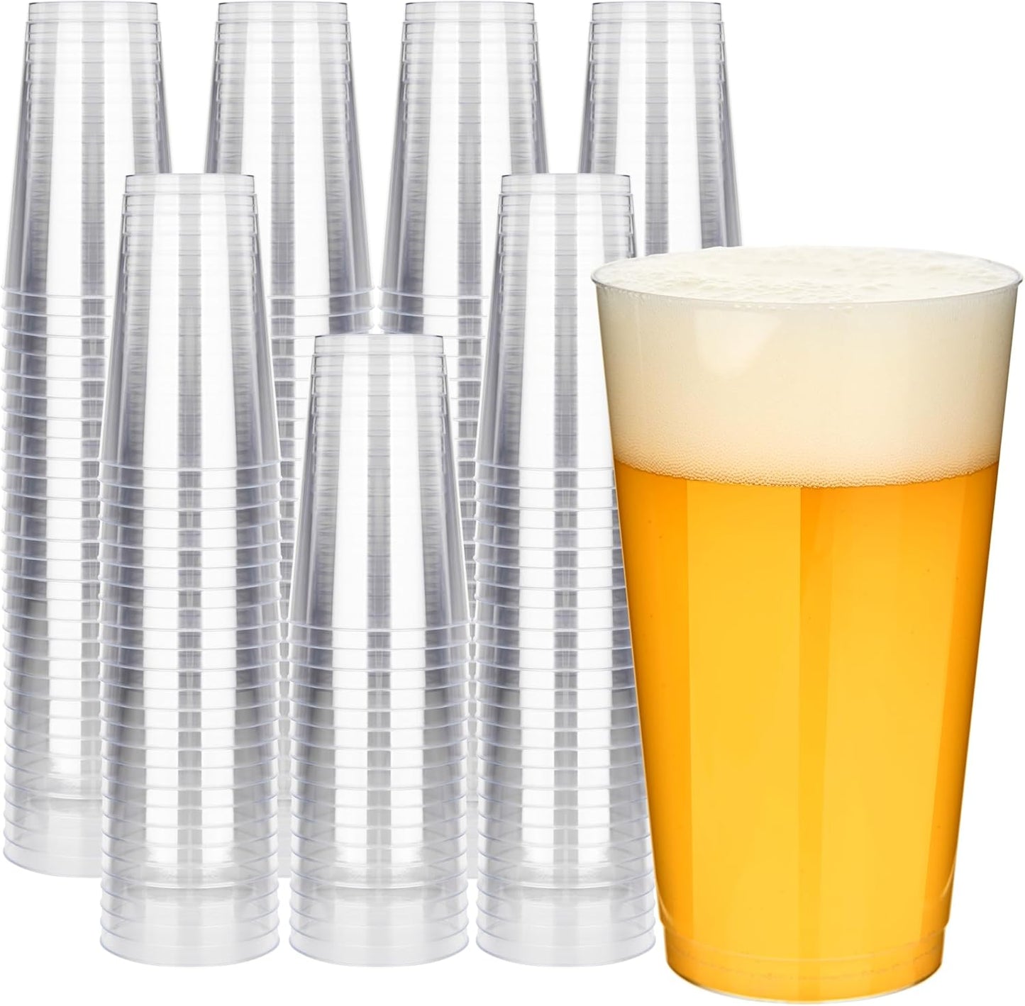 RACETOP 200 Pack 9 oz Clear Plastic Cups for Party, Disposable Clear Cup, Disposable Cups, Wine Glasses Cups, Plastic Cocktail Glasses