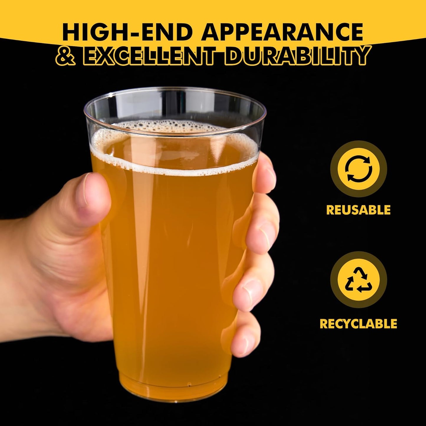 RACETOP 200 Pack 9 oz Clear Plastic Cups for Party, Disposable Clear Cup, Disposable Cups, Wine Glasses Cups, Plastic Cocktail Glasses