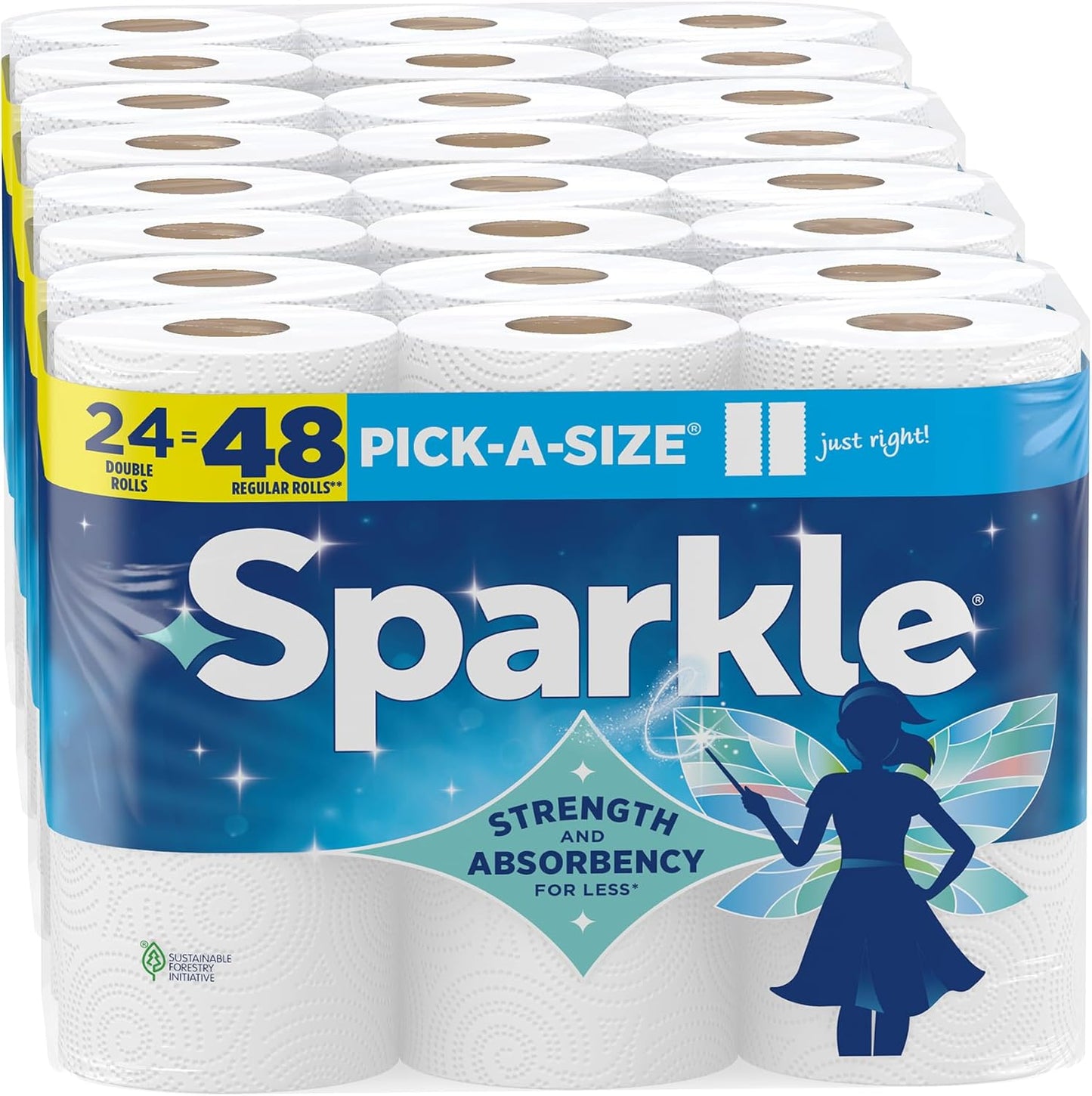 Sparkle Pick-A-Size Paper Towels, 6 Double Rolls (660 Sheets Total) - Strong 2-Ply Towels for Kitchen Cleanup and Everyday Messes