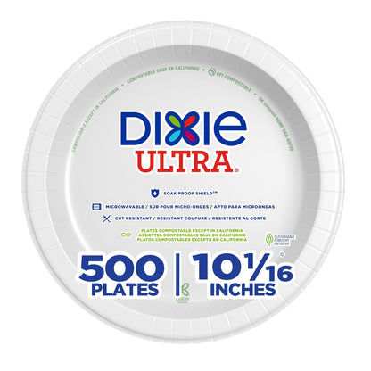 Dixie Ultra 10 Inch Heavy-Weight Paper Plates By GP PRO, Pathways Botanical Design, 500 Count (125 Disposable Plates Per Pack, 4 Packs Per Case), SXP10PATH