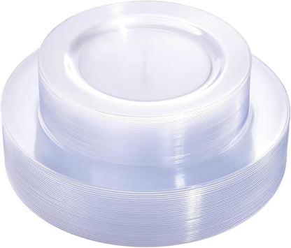 FLOWERCAT 60PCS White Plastic Plates - Heavy Duty White Disposable Plates for Easter Party/Wedding -serve for 30 guests Include 30PCS 10.25" & 30PCS 7.5" Plates for Party