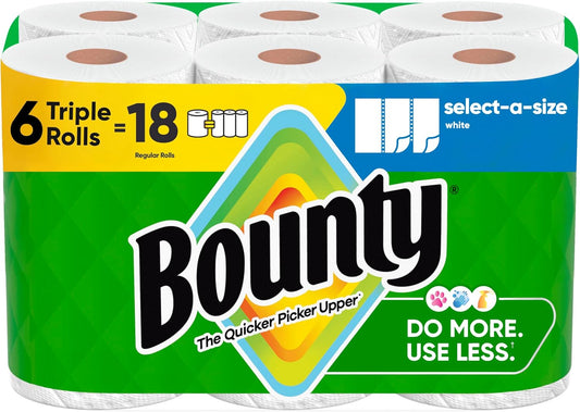 Bounty Select-A-Size Paper Towels, White, 8 Triple Rolls = 24 Regular Roll
