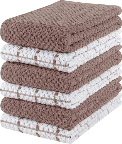 Kitchen Towels 12 Pack, 15 x 25 Inches, 100% Ring Spun Cotton Super Soft and Absorbent Linen Dish Towels, Tea Towels and Bar Towels Set (Black)
