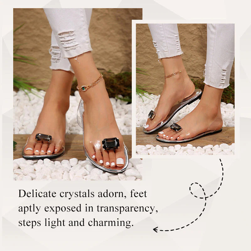 💖Flat Sandals With Clear Rhinestones For Women