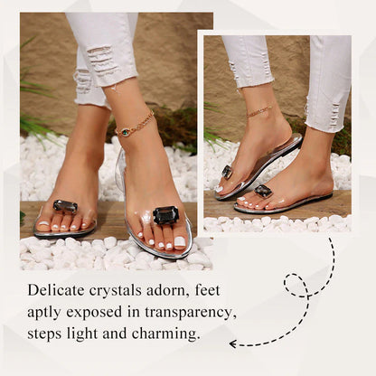 💖Flat Sandals With Clear Rhinestones For Women