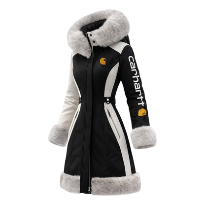 🔥𝗖𝗹𝗲𝗮𝗿𝗮𝗻𝗰𝗲 𝗦𝗮𝗹𝗲🌟Women's White Color-Blocked Fleece Winter Coat